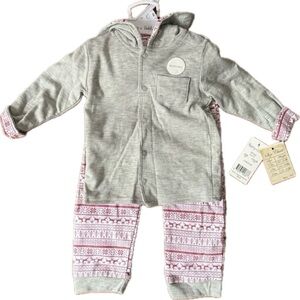 Harry & Violet Gray and Pink Hooded Baby Outfit Size 18M New